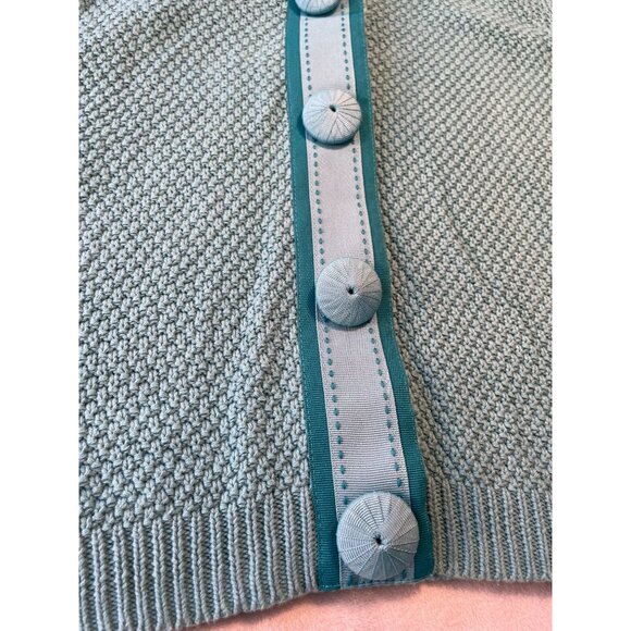Boden Womens Teal Texture Knit Cardigan Fabric Covered Buttons Y2K M Cottagecore - Picture 9 of 10